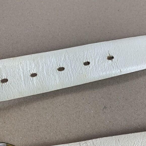 Vintage YES Pacifica MFG white leather Tex tan cowhide leather belt size 42 - Picture 6 of 7